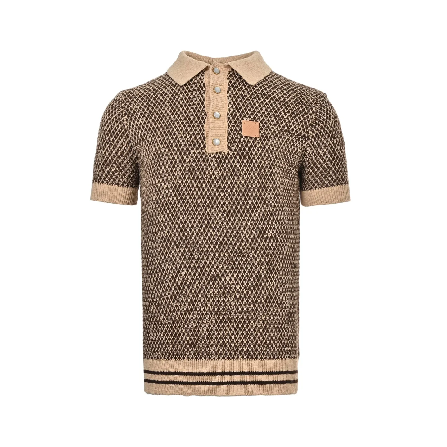 Louis Vuitton/Louis Vuitton leather brand badge mesh knitted Polo short-sleeved shirt